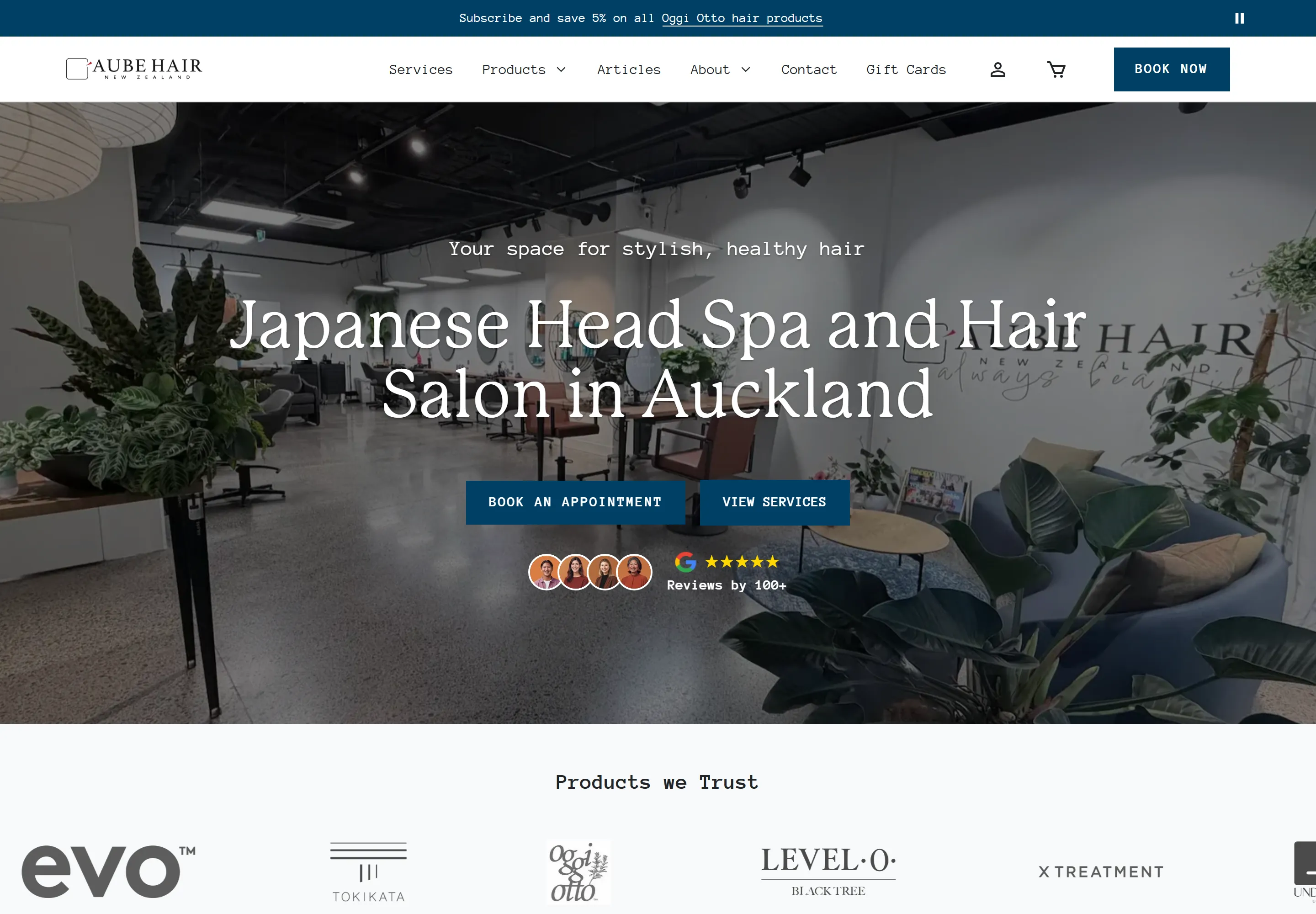 Aube Hair website